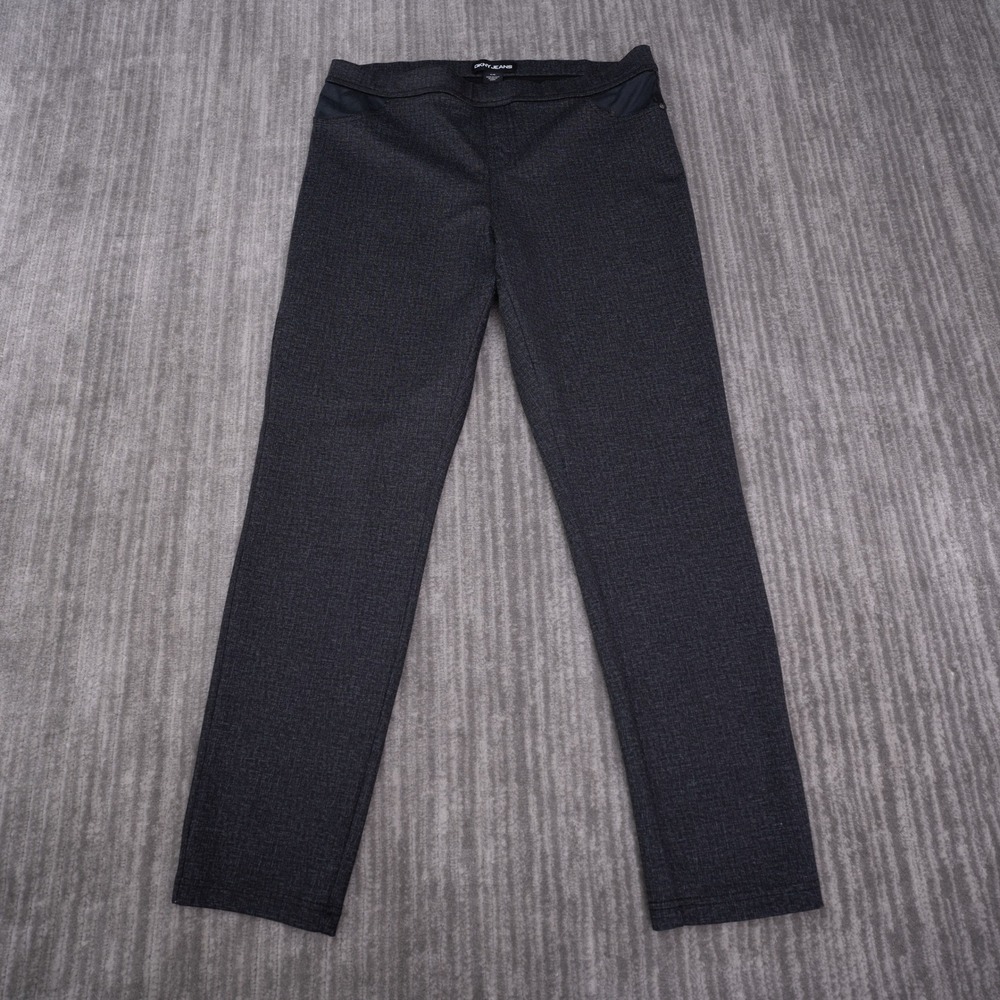 DKNY Jeans Leggings Womens L Gray Good Pull On Heathered Straight Pants